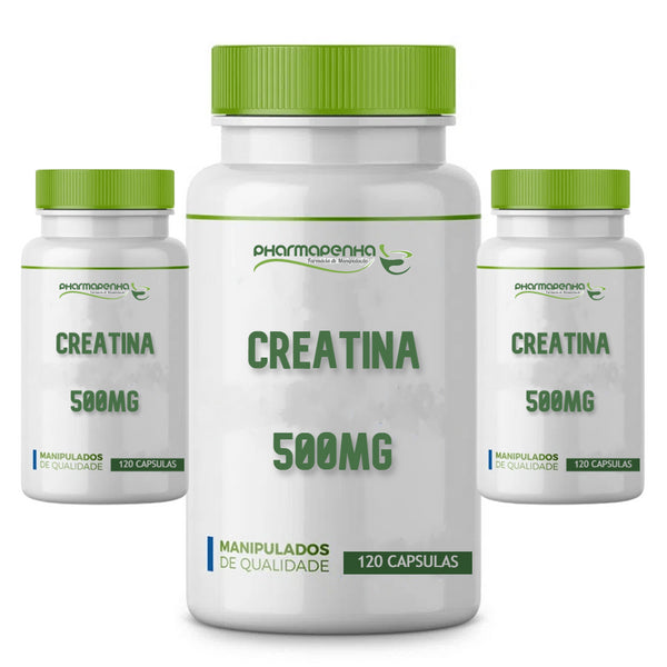 3 Potes Creatina Monohidratada 100% Pura 500mg 120 Cápsulas cada